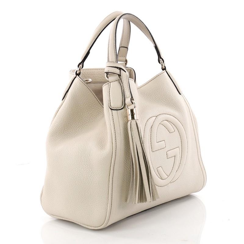 Beige  Gucci Soho Convertible Shoulder Bag Leather Small