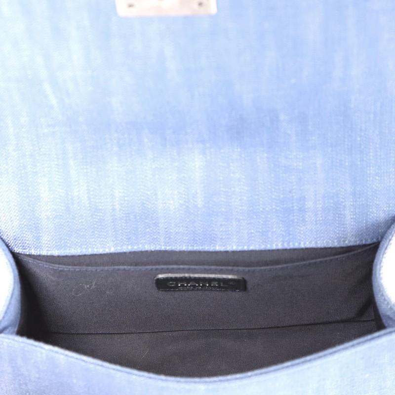 Gray Chanel Boy Flap Bag Chevron Denim Old Medium