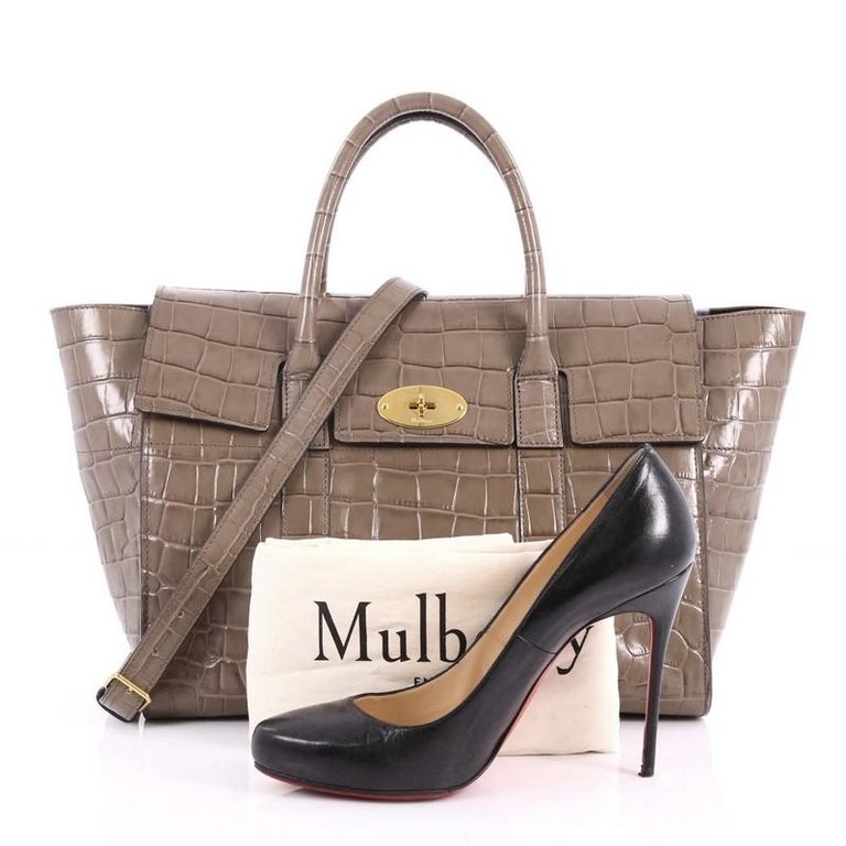 Mulberry Bayswater Convertible Satchel Crocodile Embossed Leather ...