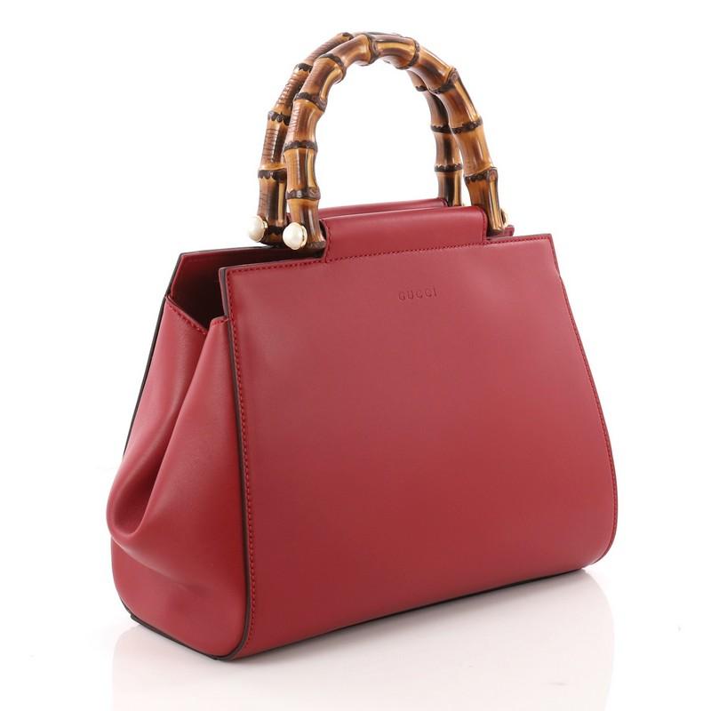 Red Gucci Nymphaea Tote Leather Small