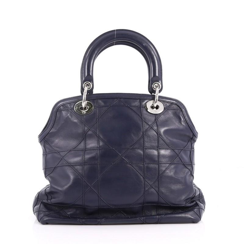 Christian Dior Granville Satchel Cannage Quilt Leather In Good Condition In NY, NY