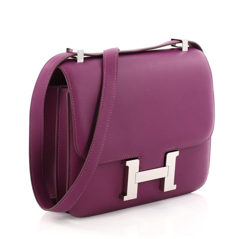 Purple Hermes Constance Handbag Chamonix 24