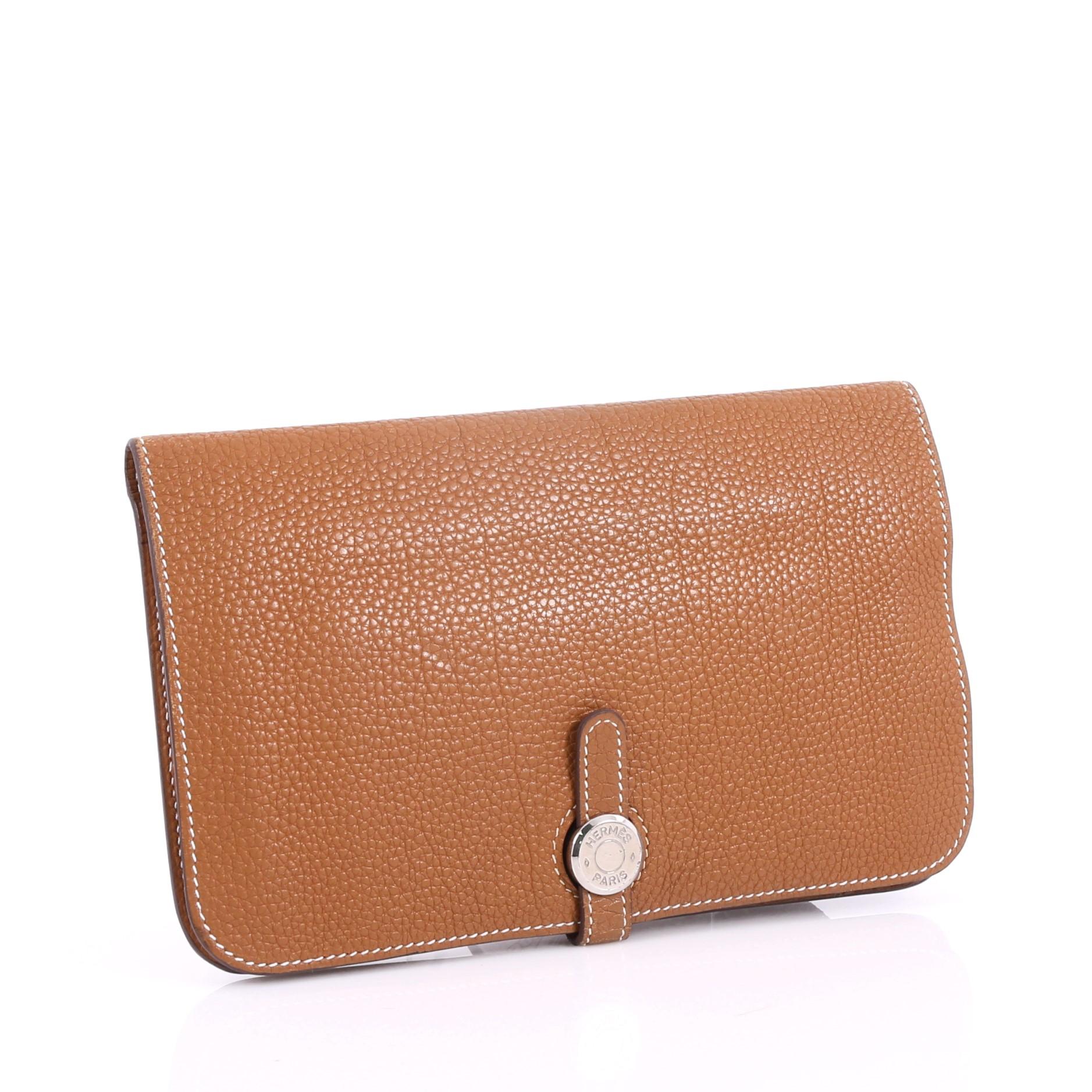 Brown Hermes Dogon Combined Wallet Leather
