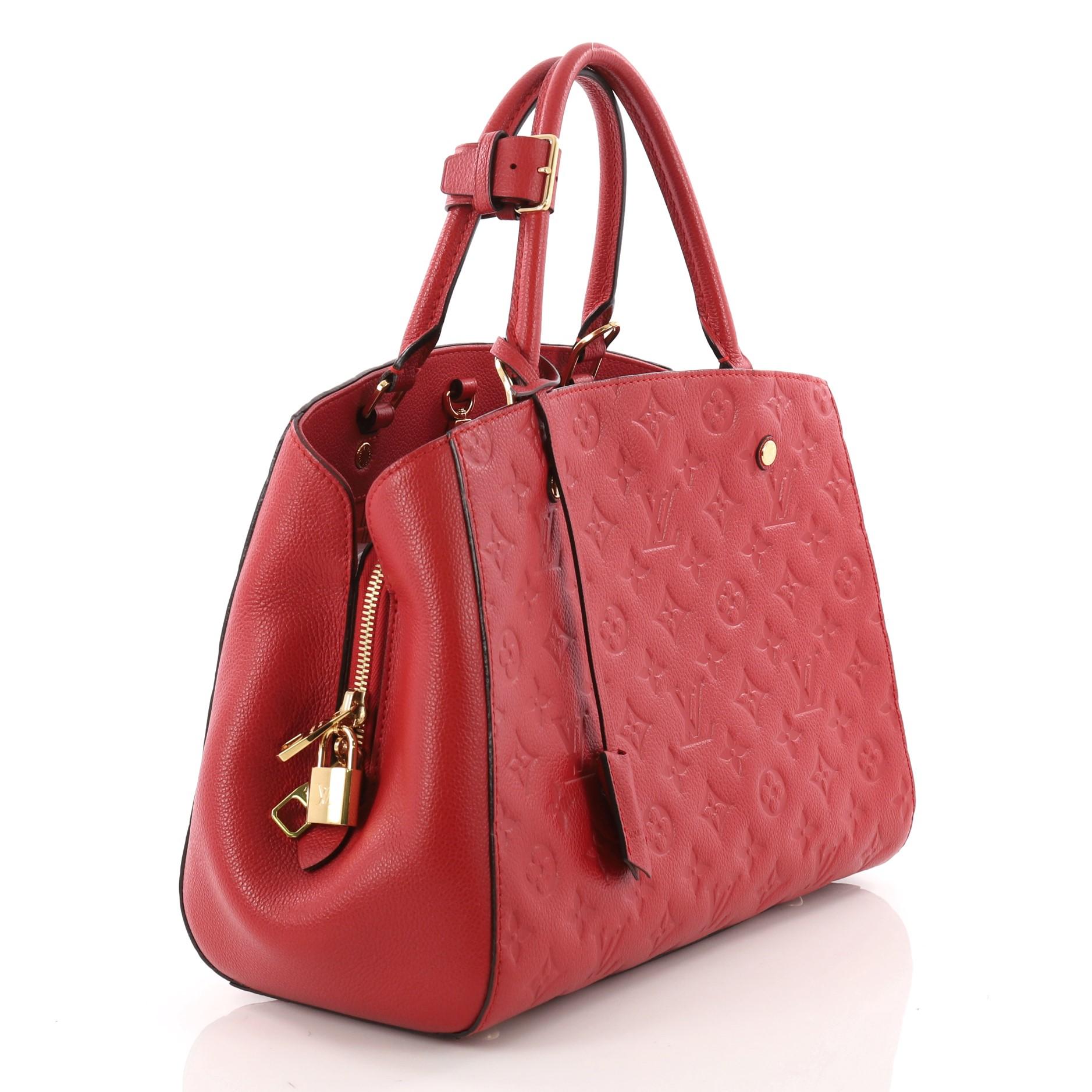 Red Louis Vuitton Montaigne Handbag Monogram Empreinte Leather MM