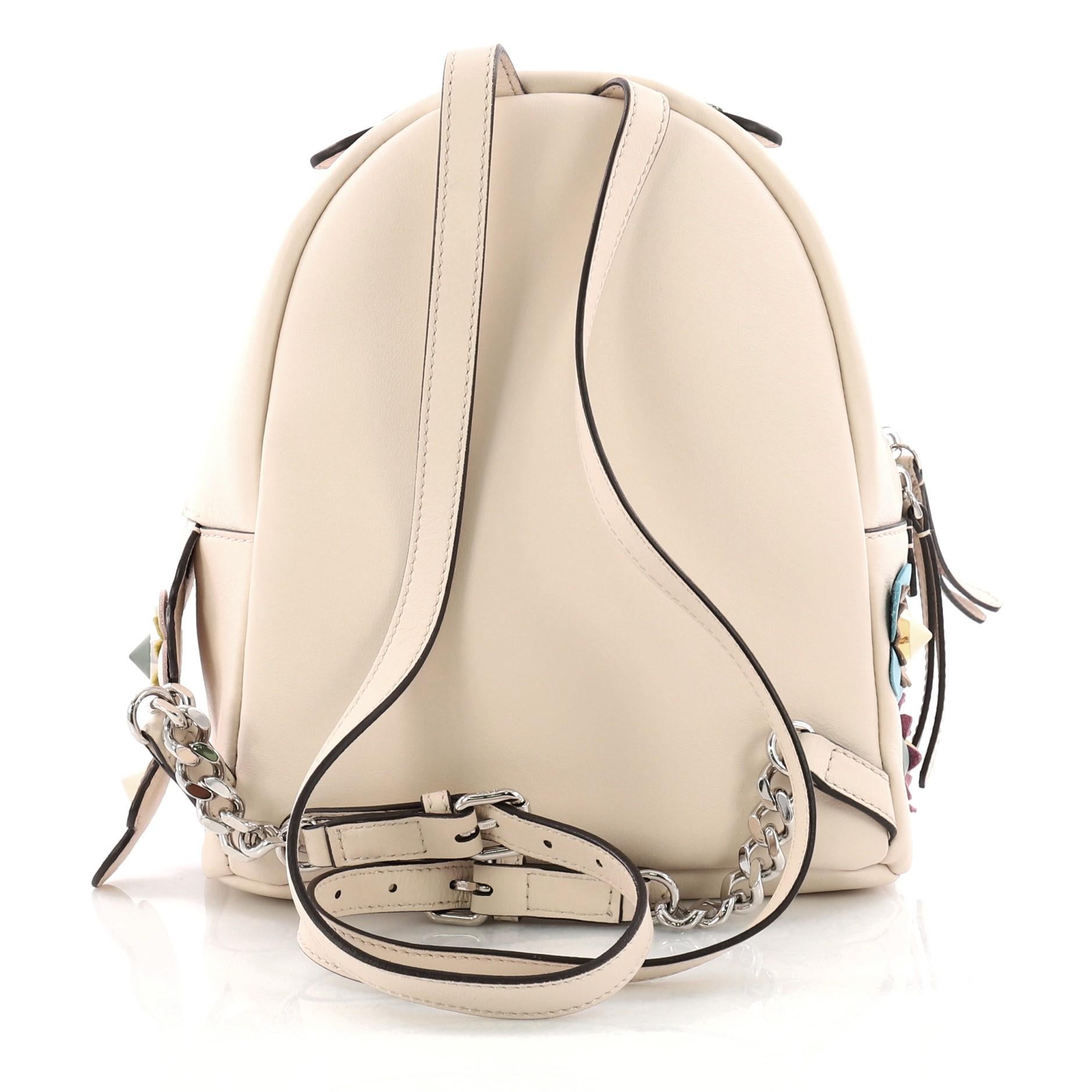 Fendi By The Way Flowerland Backpack Embellished Leather Mini In Good Condition In NY, NY
