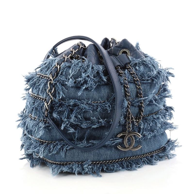 chanel denim fringe bag