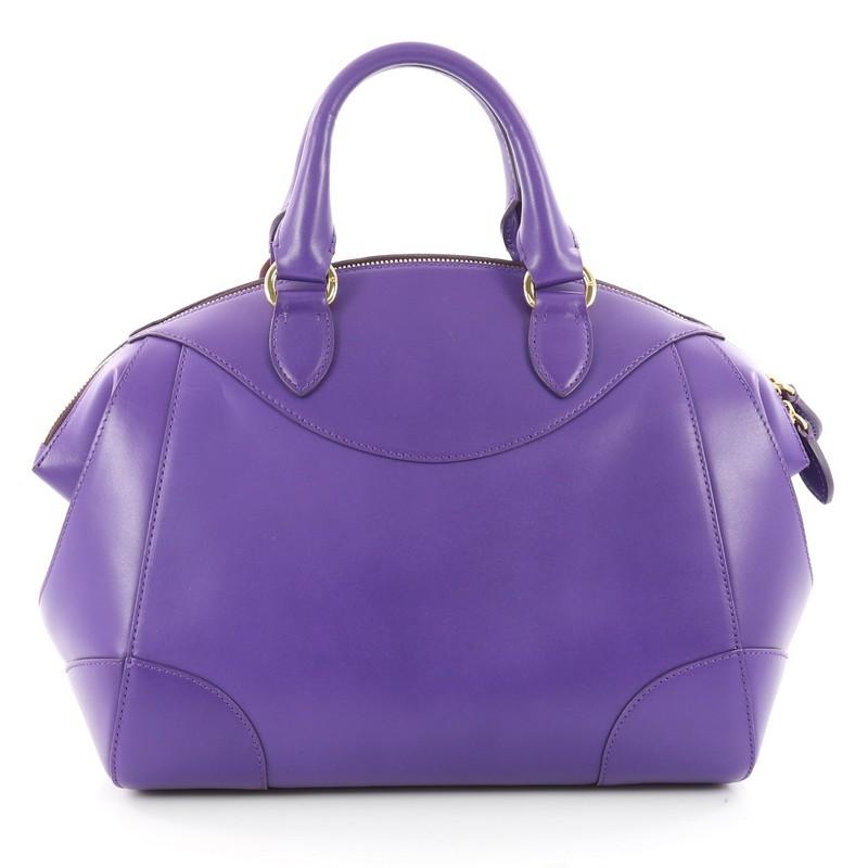 Purple Ralph Lauren Collection Stirrup Bedford Handbag Leather Small
