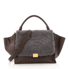 Celine Trapeze Handbag Shearling and Leather Medium