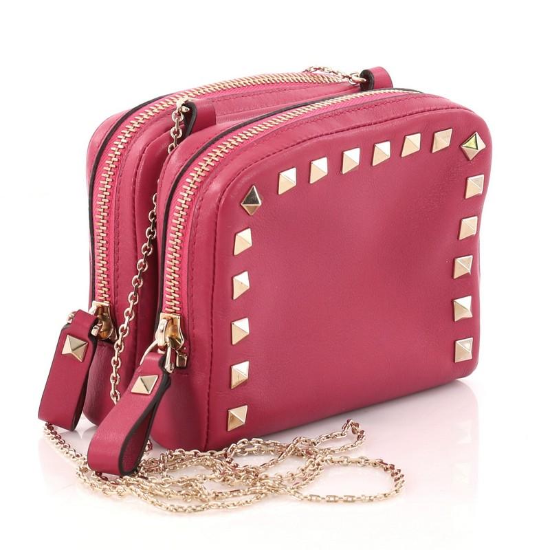 Pink Valentino Rockstud Camera Chain Crossbody Bag Leather Mini