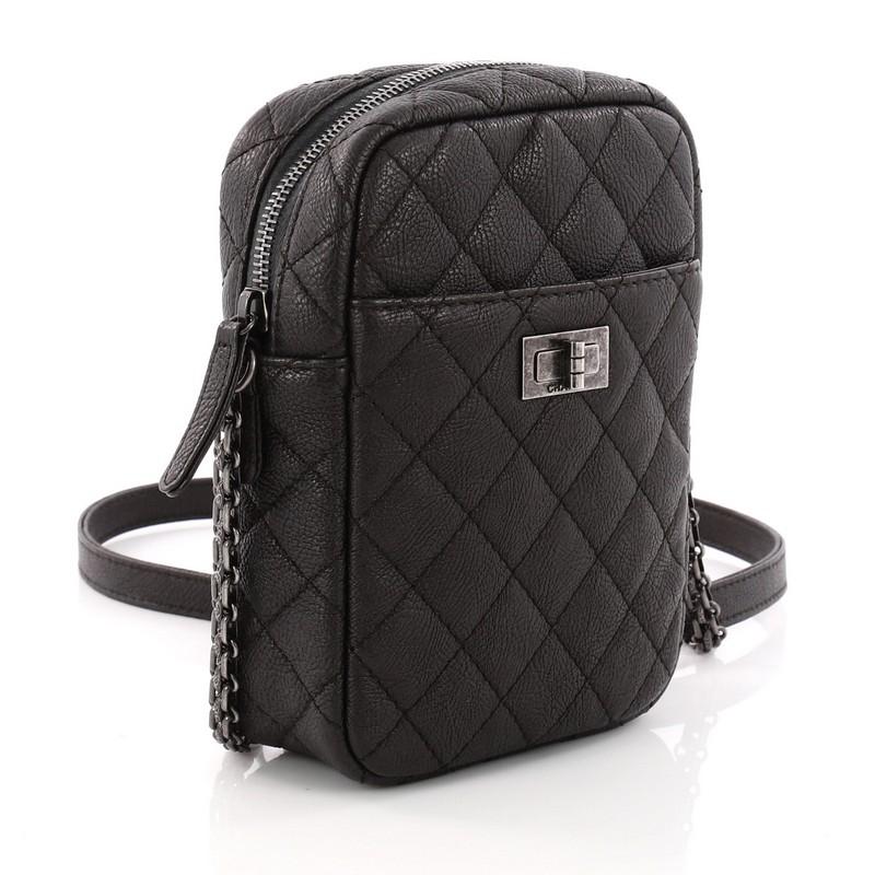 Black Chanel Reissue Camera Bag Quilted Grained Leather Vertical
