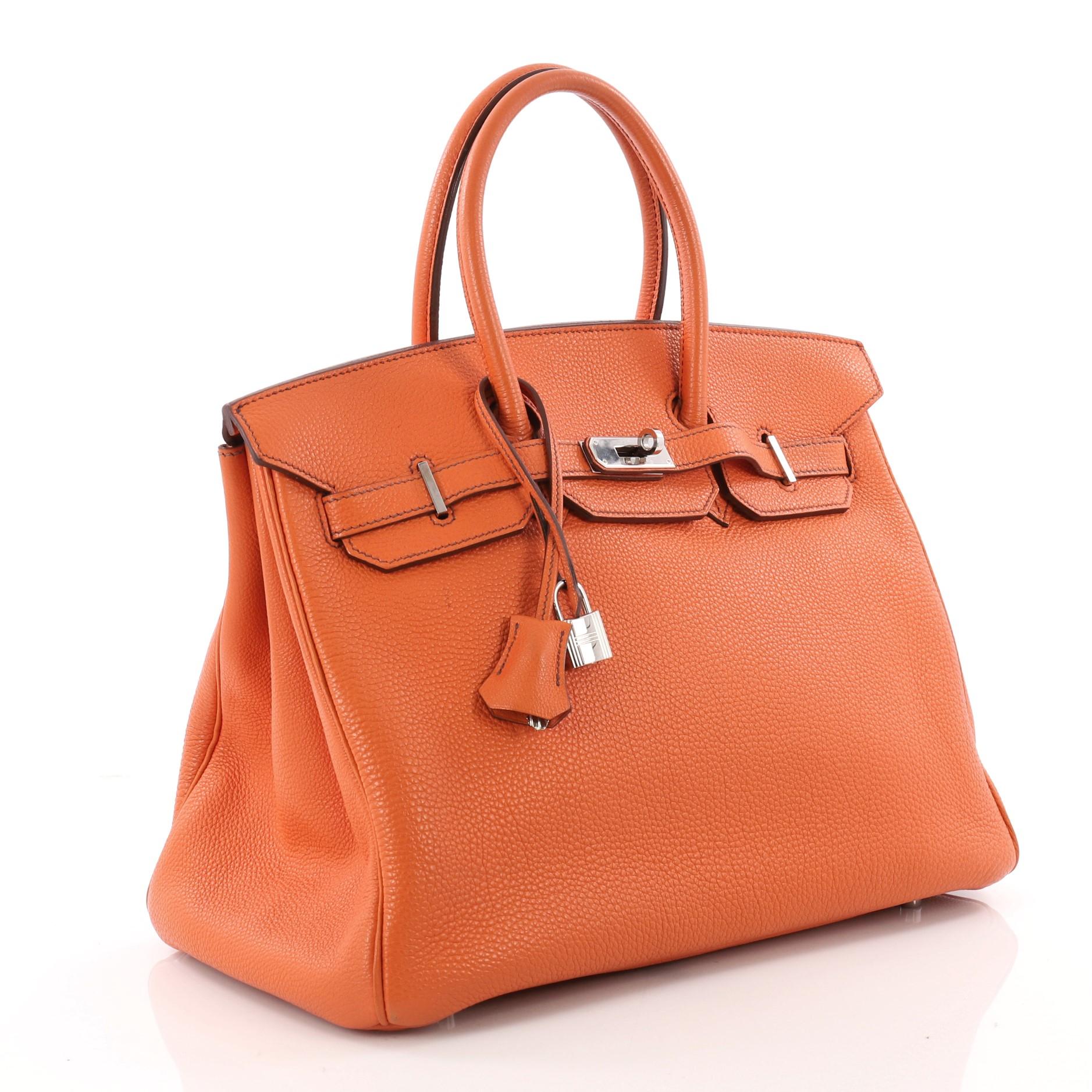 Hermes Birkin Handbag Orange Togo with Palladium Hardware 35 In Good Condition In NY, NY
