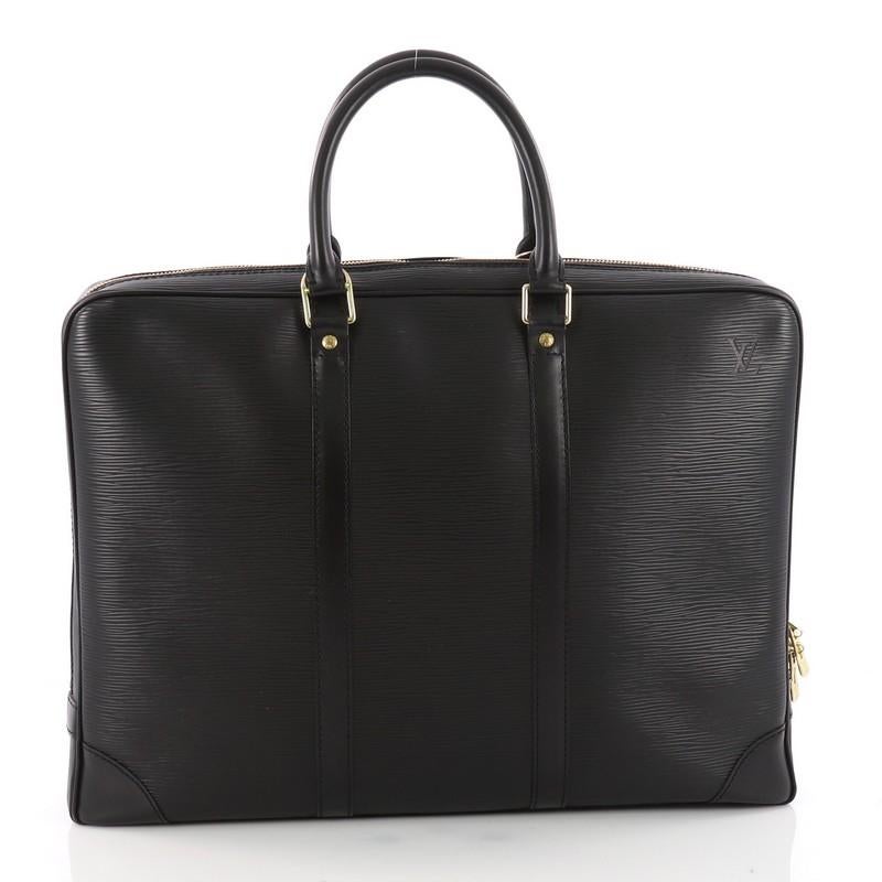 Black Louis Vuitton Porte-Documents Voyage Briefcase Epi Leather 
