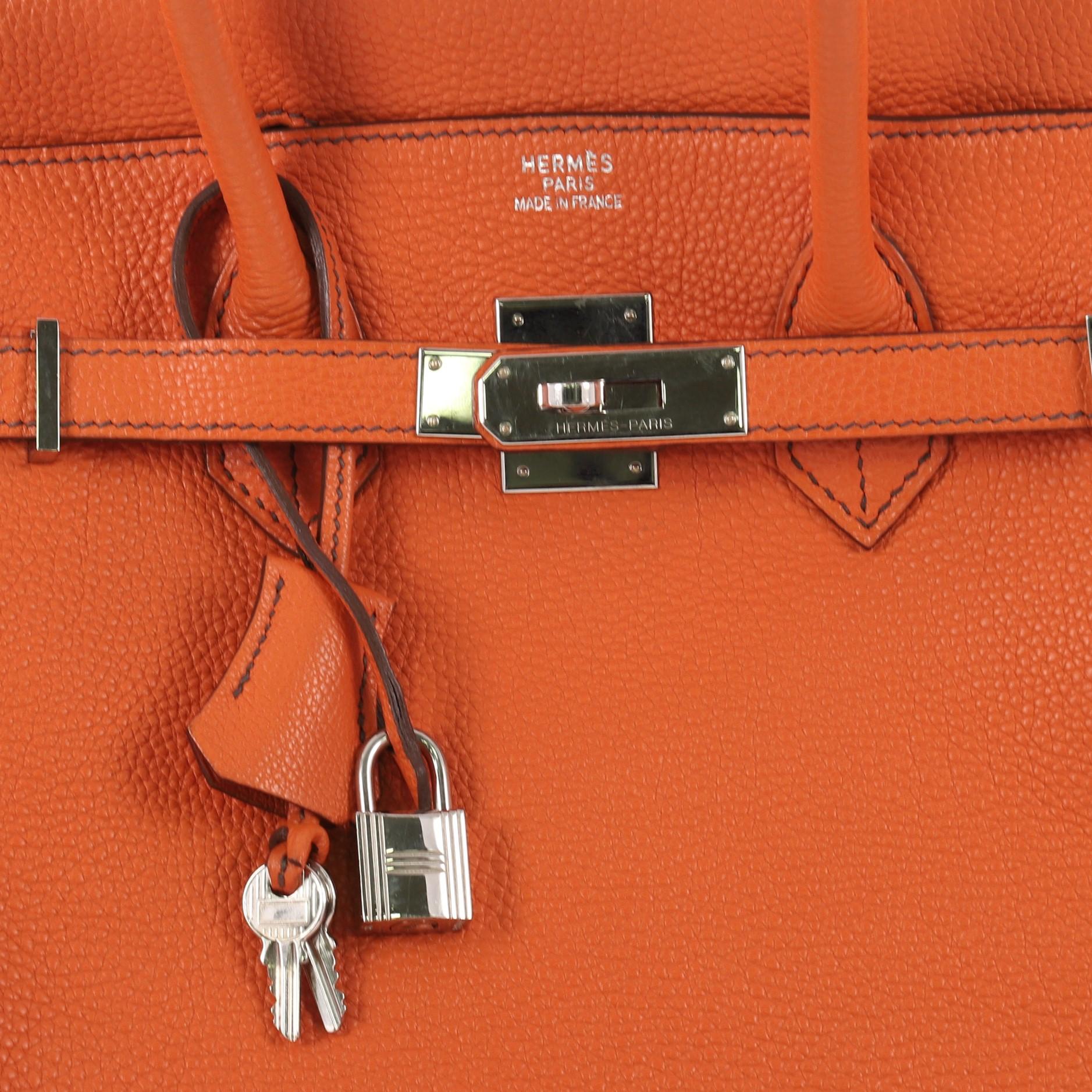 Hermes Birkin Handbag Orange Togo with Palladium Hardware 35 6