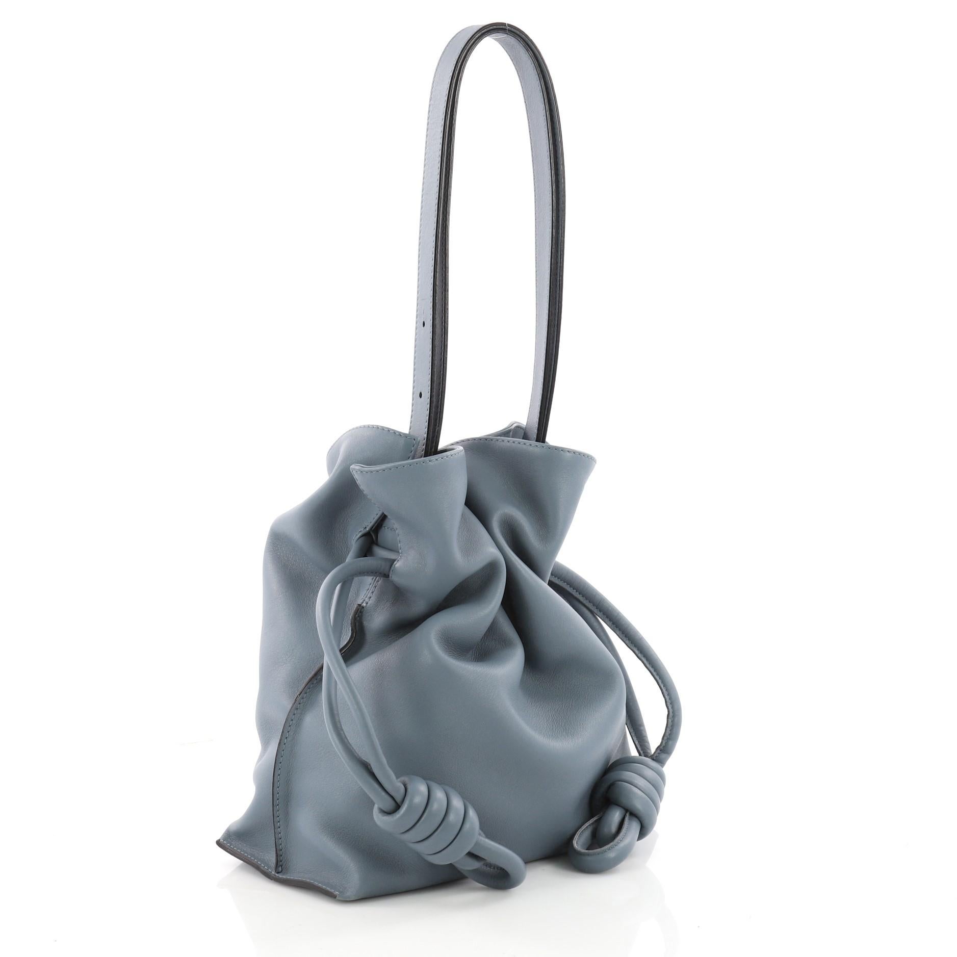 Gray  Loewe Flamenco Knot Bag Leather Small 