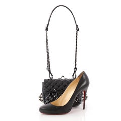 Chanel Twin Chain Umhängetasche Quilted Patent und Tweed Small