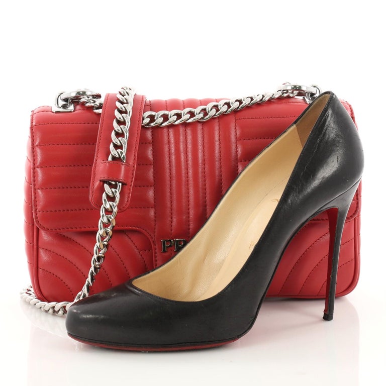Prada Chain Flap Shoulder Bag Diagramme Quilted Leather Medium at 1stDibs