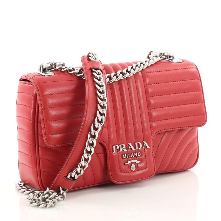Prada Chain Flap Shoulder Bag Diagramme Quilted Leather Medium at 1stDibs