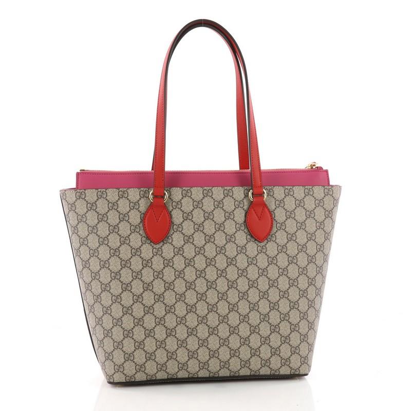 Gucci Linea A Zip Tote GG Coated Canvas Medium In Good Condition In NY, NY