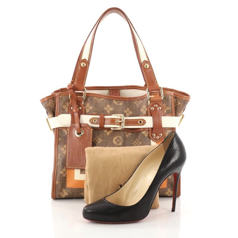 This authentic Louis Vuitton Tisse Sac Handbag Limited Edition Monogram Canvas Rayures PM is perfect for your daily excursions. Crafted with limited edition monogram coated canvas with brown leather trims, this stand-out bag features dual flat