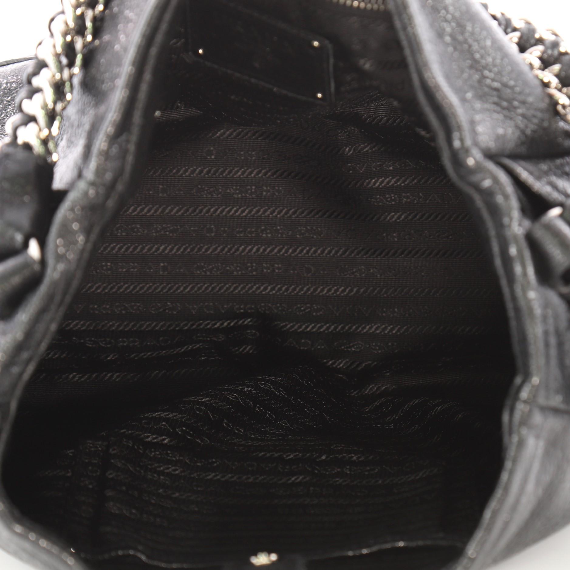 Women's or Men's Prada Lux Chain Side Pocket Hobo Cervo Leather Small