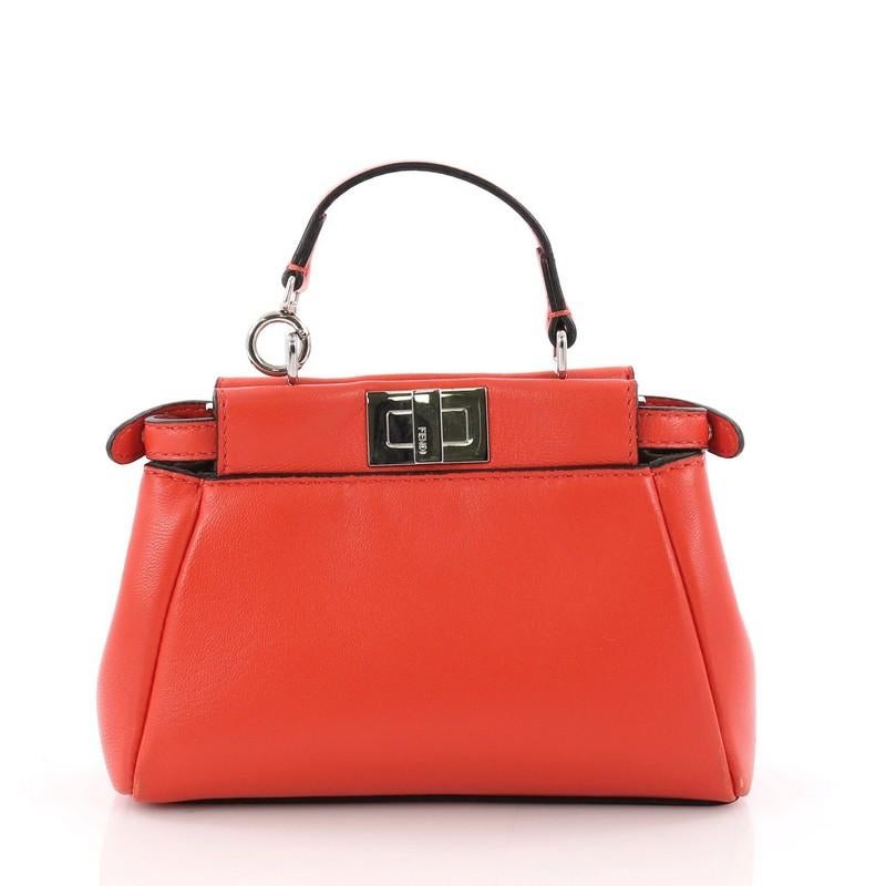 Fendi Peekaboo Handbag Leather Micro In Good Condition In NY, NY