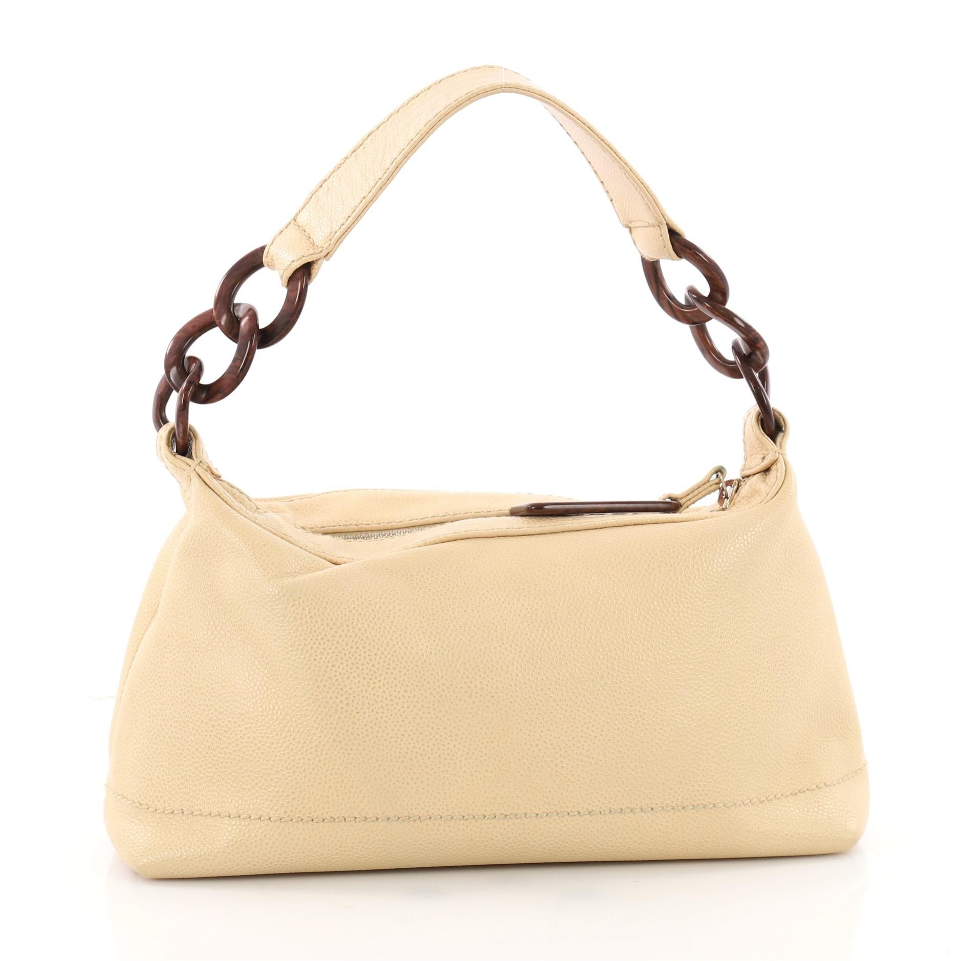 Chanel Vintage CC Resin Chain Shoulder Bag Caviar Small In Good Condition In NY, NY