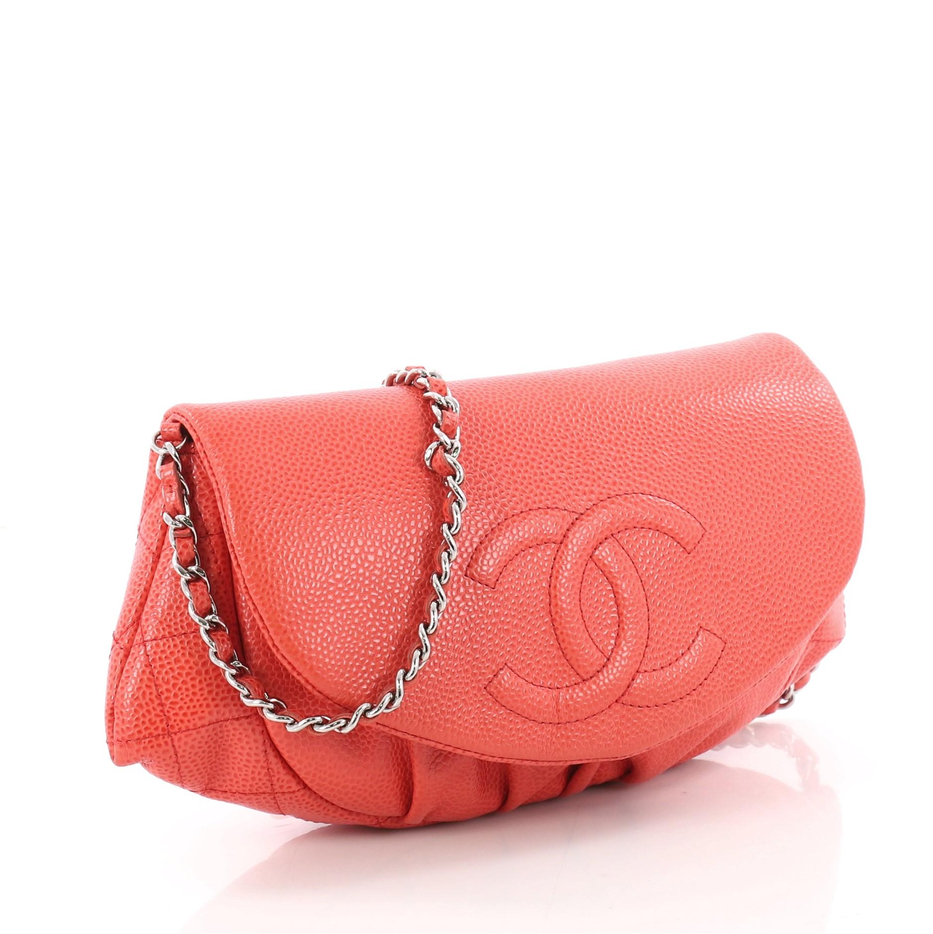 Red Chanel Half Moon Wallet on Chain Caviar 