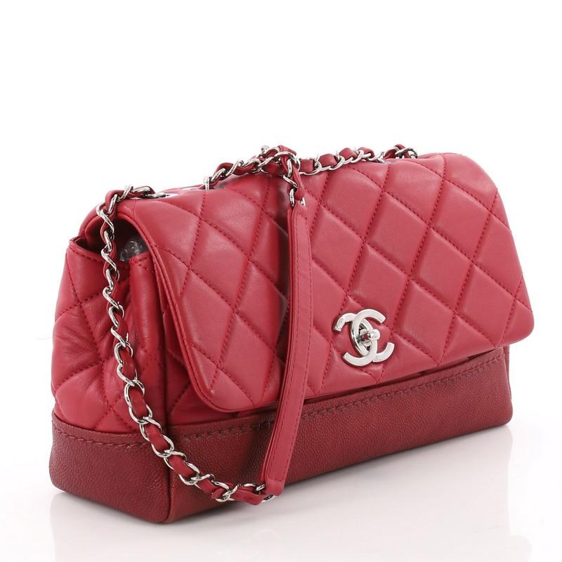 Red Chanel Bi Coco Flap Bag Quilted Lambskin with Caviar Medium