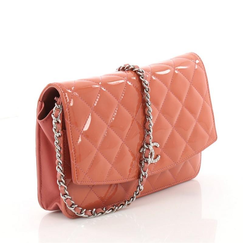 Orange Chanel Brilliant Wallet on Chain Quilted Patent
