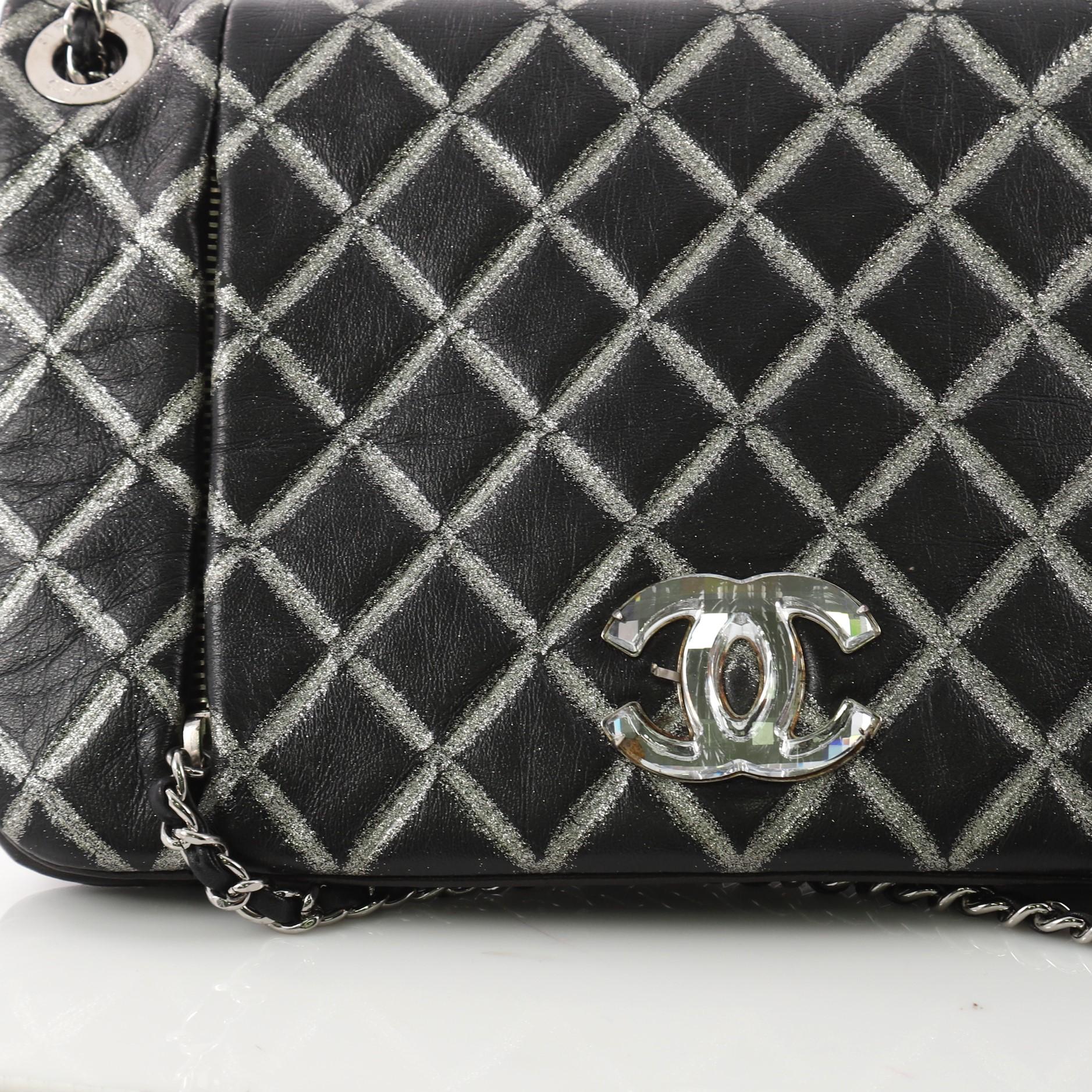 Chanel Crystal CC Chain Flap Bag Hand Painted Leather Small In Good Condition In NY, NY