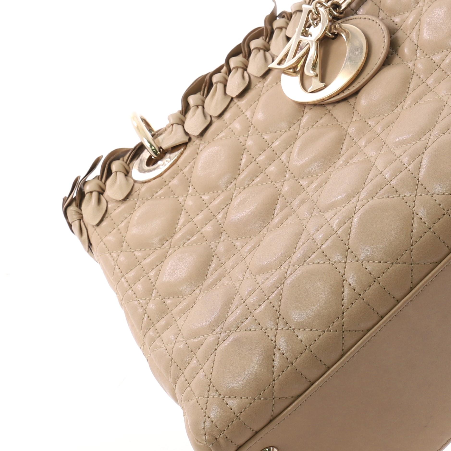  Christian Dior Lady Dior Handbag Bow Cannage Quilt Lambskin Medium 2