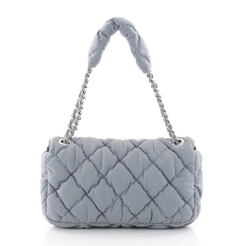 Gray Chanel Bubble Flap Bag Quilted Nylon Medium