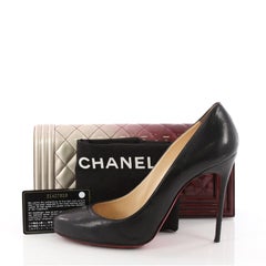 Chanel Boy Flap Clutch Quilted Ombre Patent Small