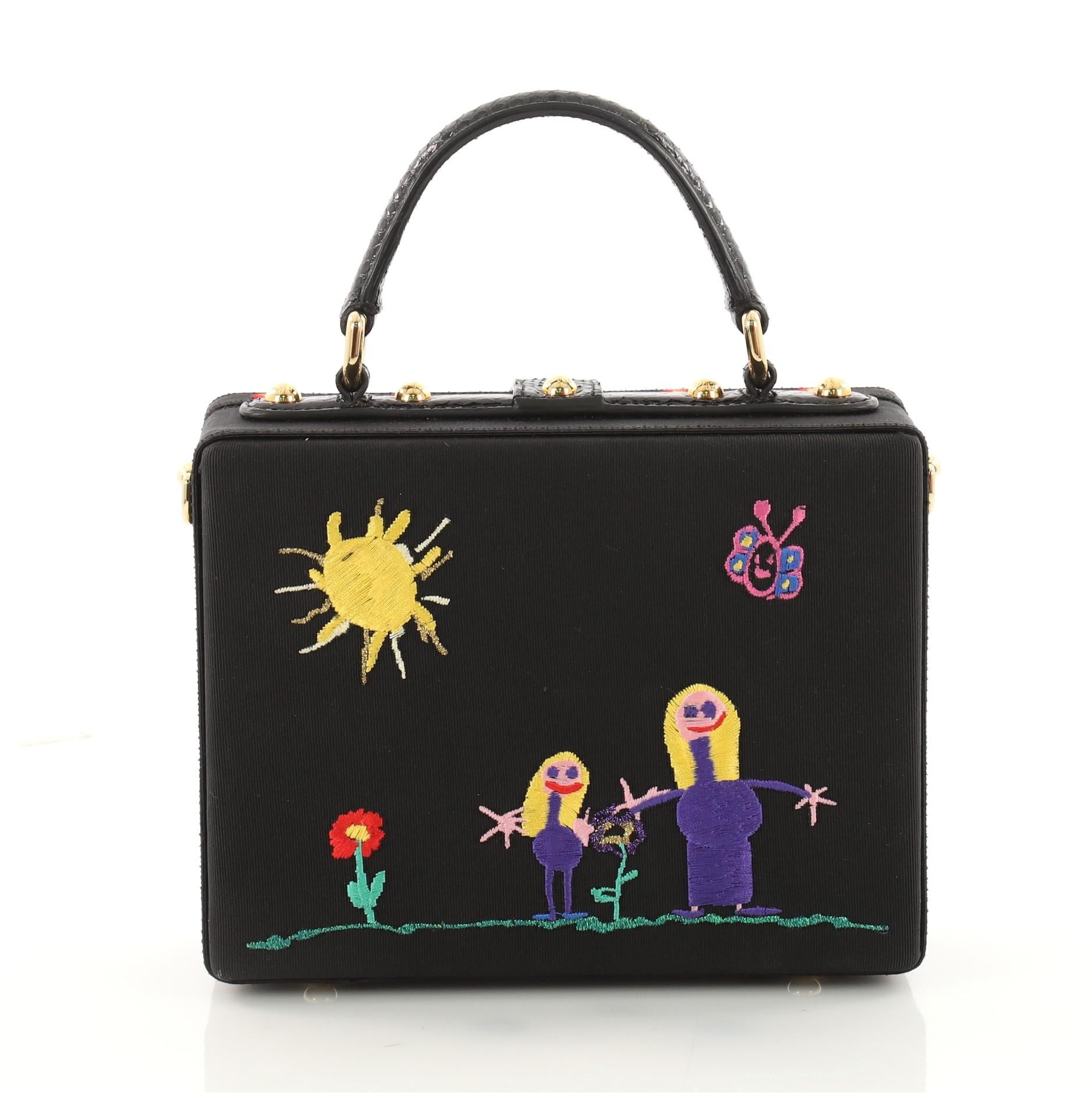 Dolce & Gabbana Treasure Box Bag Embroidered Grosgrain Small  In Good Condition In NY, NY