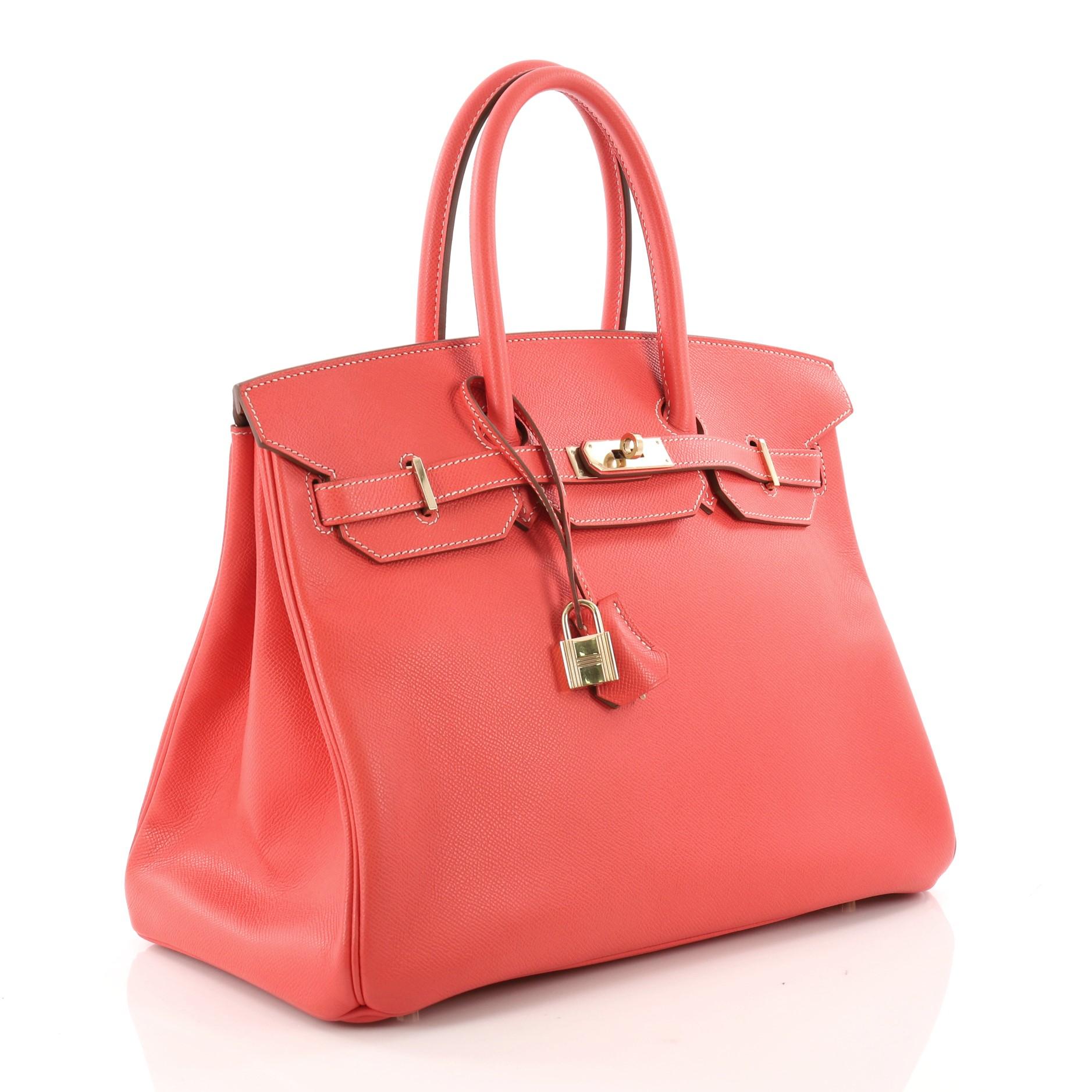 Red Hermes Candy Birkin Handbag Epsom 35