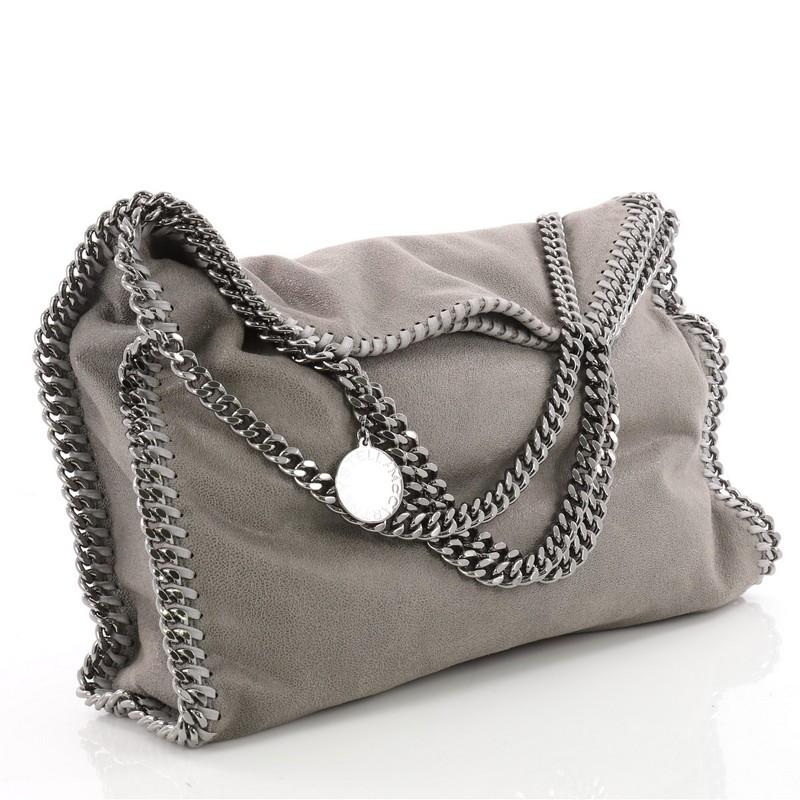 Gray Stella McCartney Falabella Fold Over Bag Shaggy Deer