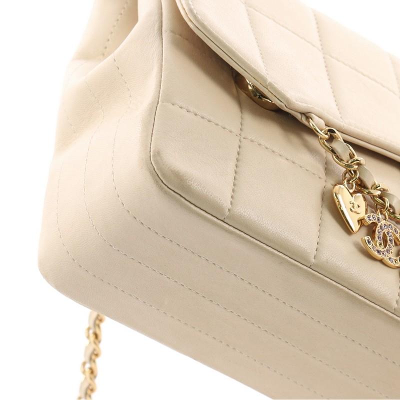 Beige  Chanel Vintage Chocolate Bar Lucky Charms Chain Flap Bag Quilted Lambskin