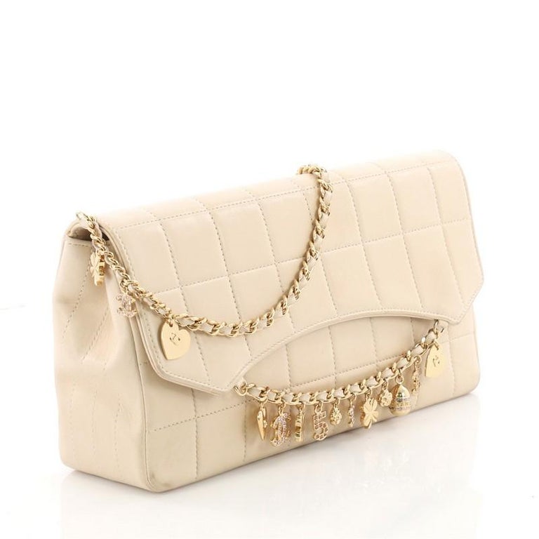 Chanel Beige Chocolate Bar Leather Lucky Charms Chain Bag Chanel