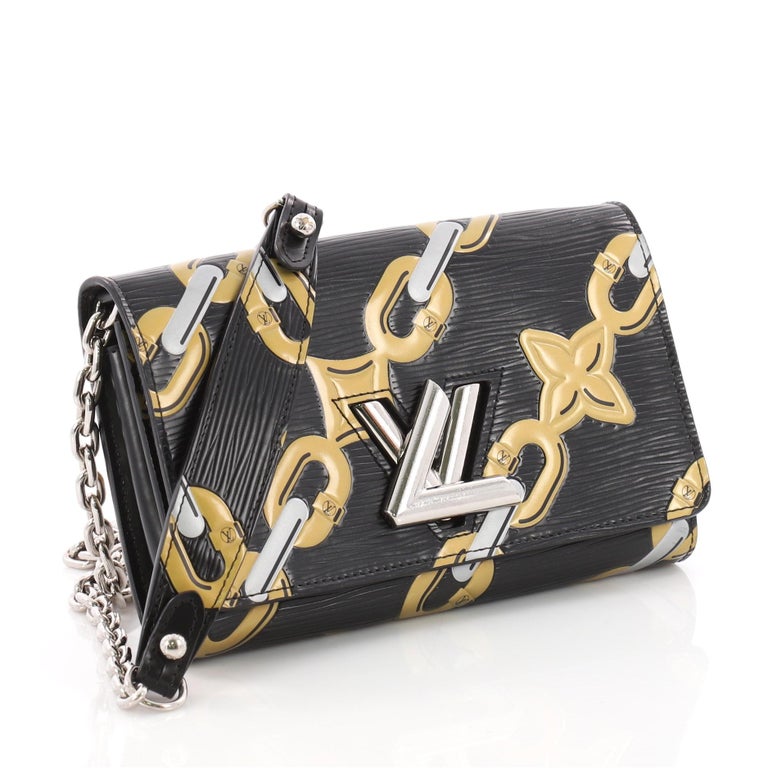 Louis Vuitton Twist Chain Wallet Limited Edition Chain Flower Print Epi  Leather at 1stDibs  louis vuitton black flower wallet, louis vuitton card  holder with chain, black flower louis vuitton wallet