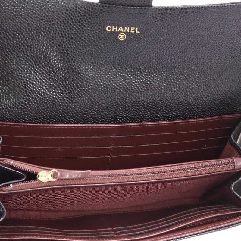 Chanel CC Gusset Classic Flap Wallet Quilted Caviar Long 1