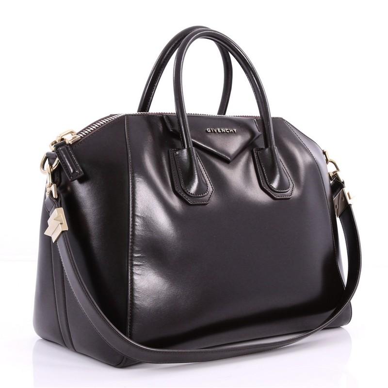 Black Givenchy Antigona Bag Glazed Leather Medium