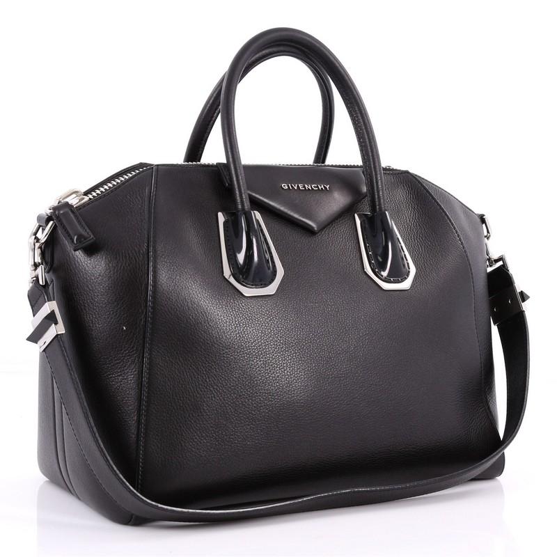 Black Givenchy Antigona Bag Leather with Metal Detail Medium