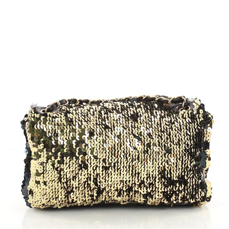 Chanel Summer Night Flap Bag Sequins with Leather Medium In Good Condition In NY, NY