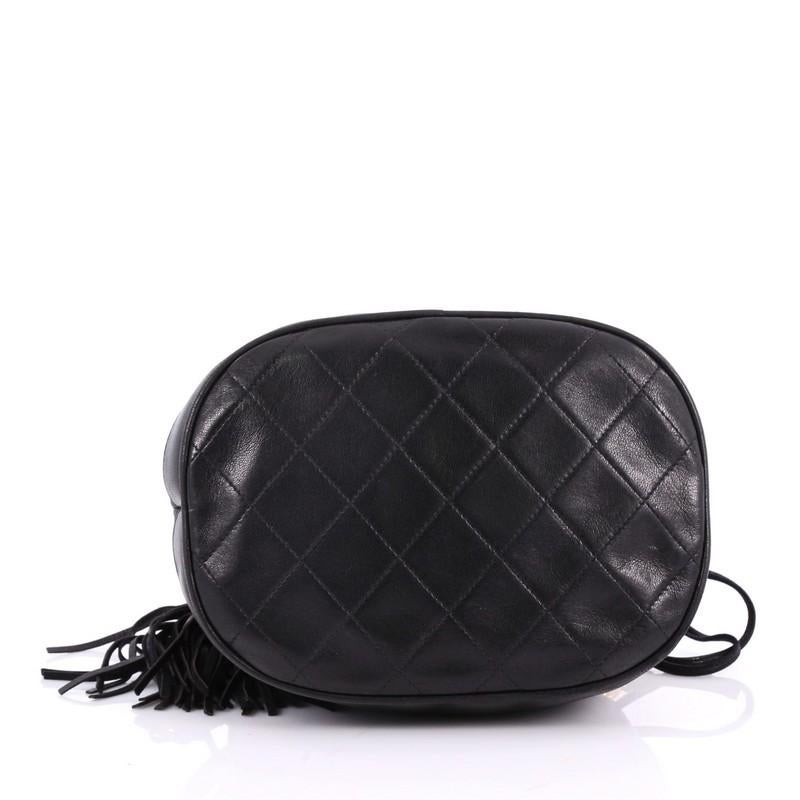 Women's or Men's Chanel Vintage Drawstring Bucket Bag Quilted Lambskin Small