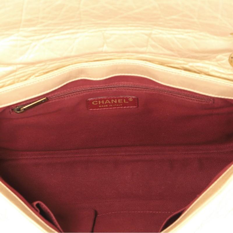 Beige Chanel Pondichery Flap Bag Quilted Aged Calfskin Medium