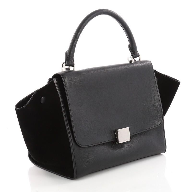 Black Celine Trapeze Handbag Leather Small