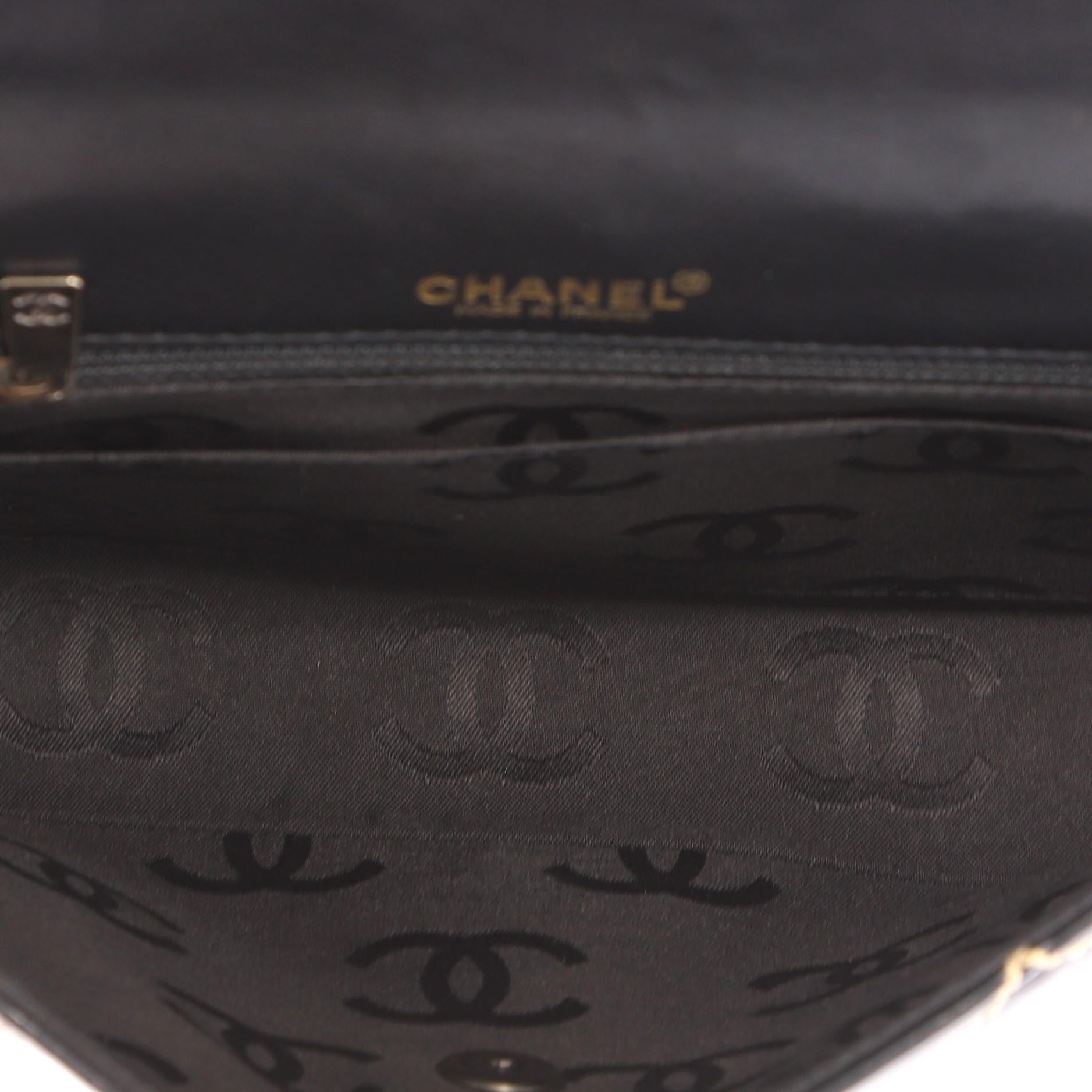 Black Chanel Surpique Flap Bag Quilted Leather Medium 