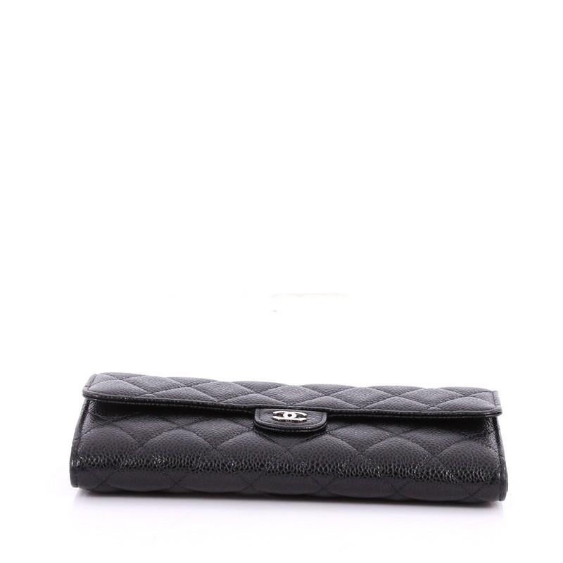 Chanel CC Gusset Classic Flap Wallet Quilted Caviar Long  1