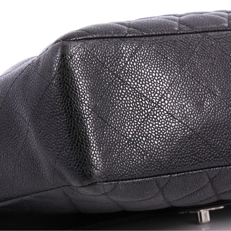 Women's or Men's Chanel Vintage Square Classic Single Flap Bag Quilted Caviar Jumbo