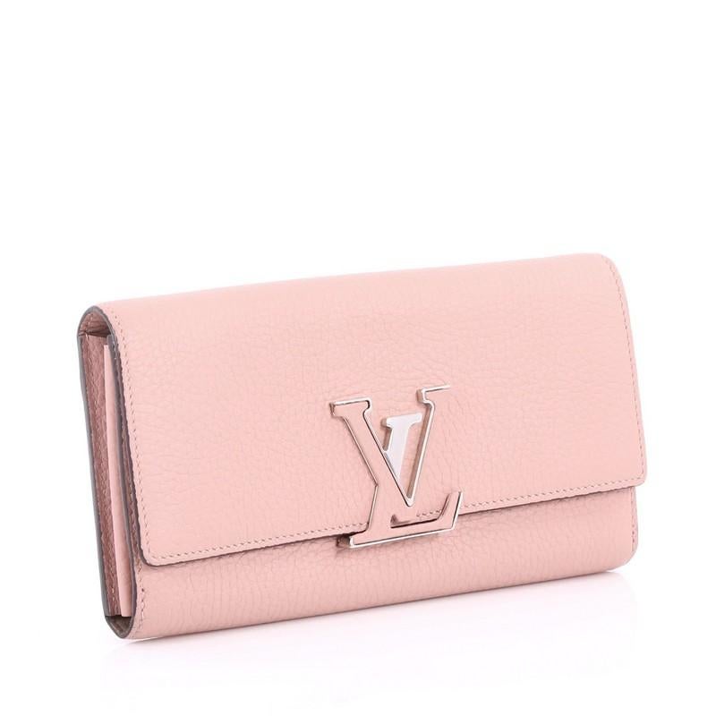 Pink Louis Vuitton Capucines Wallet Leather